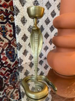 Vintage King Cobra Brass Candle Holder
