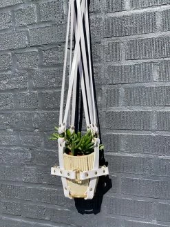 Feng Sway White PVC With Brass Hardware Hanging Plant Harness By PURITAN CANDY ALL POTTERY