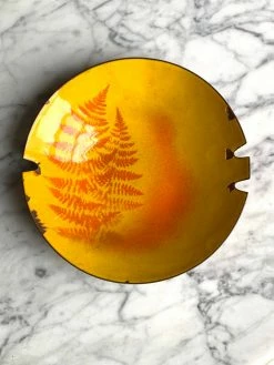 Vintage MCM Sunset Fern Enamel Dish ALL ALTAR DECOR