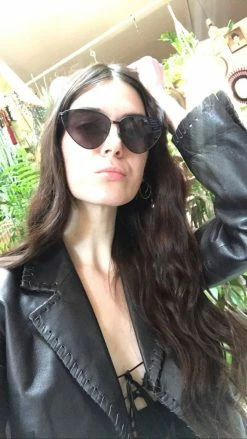 Feng Sway Sleek Black Cat Eye Sunnies SUNGLASSES