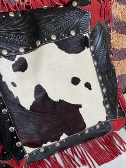 Vintage Cowhide + Leather Fringe Throwpillow