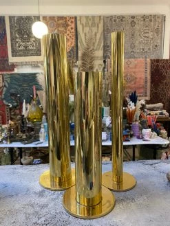 FENG SWAY 80s Deco Gold Chrome Fluted Vases ALL HOME DECOR + ODDITIES