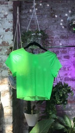 Feng Sway Exclusive Hot Green Neon Mesh Top