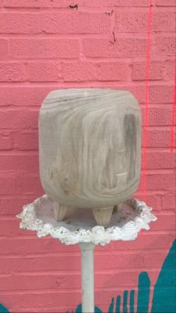Feng Sway Exclusive Carved Wood Footed Pot