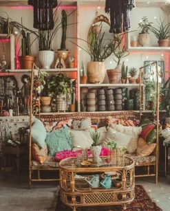 Vintage 70s Oval Bamboo & Glass Table W/ Shelf ALL HOME DECOR + ODDITIES