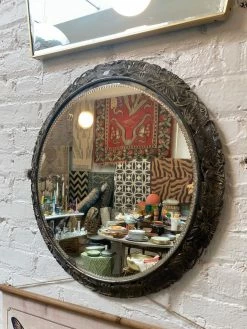 FENG SWAY Sales 25 ALL HOME DECOR + ODDITIES Antique Silver Tone Metal Floral Circle Mirror