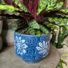 Feng Sway 8-9" POTS Indigo Floral Stoneware Planter