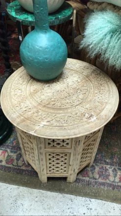 Vintage Hand Carved Collapsible Table