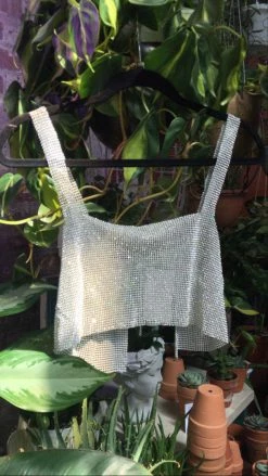 Feng Sway Exclusive Metal Mesh Disco Crop Top