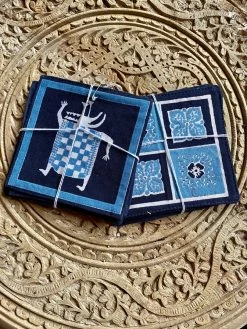 Feng Sway Exclusive ALL HOME DECOR + ODDITIES Vintage Indigo Coaster Set