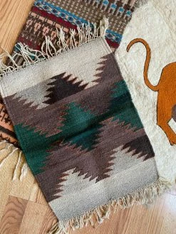 Vintage Mexican Woven Wool Table Rug