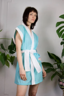 Feng Sway 60s Embroidered Applique Cotton Robe