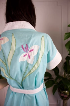 Feng Sway 60s Embroidered Applique Cotton Robe